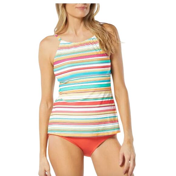 Beach House Blair Striped High Neck Tankini Top - Size 8 - Picture 1 of 9